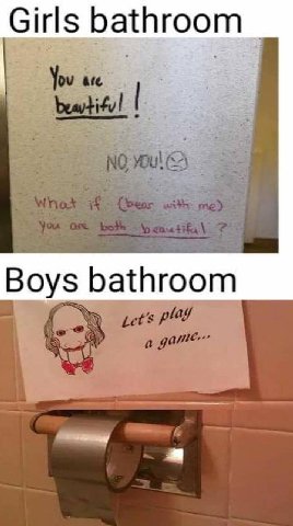 О Girls bathro Boys bathroom