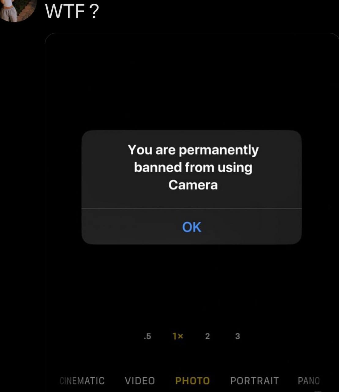 WTF? You are permanently banned from using Camera 5 2 3 ATIC VIDEO PHOTO PORTRAIT