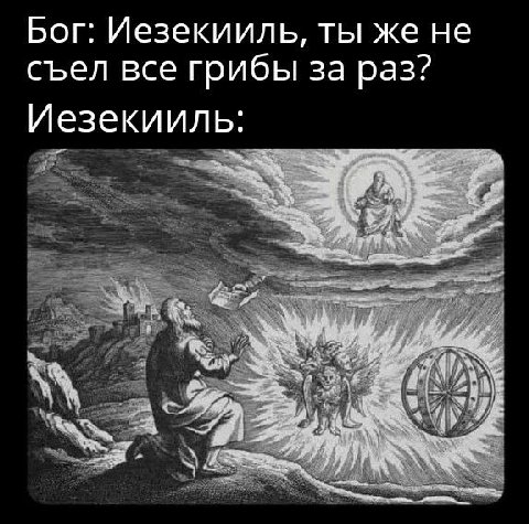 Бог: Иезекииль, ты же не съел все грибы за раз? Иезекииль: