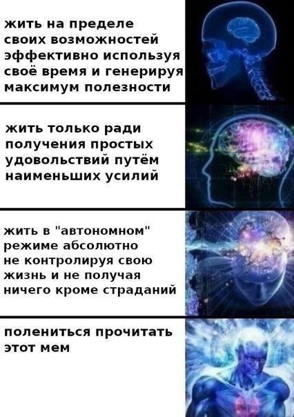 жить на пределе своих возможностей эффективно используя своё время и генерируя максимум полезности жить только ради получения простых удовольствий путем наименьших усилий жить в "автономном" режиме аб