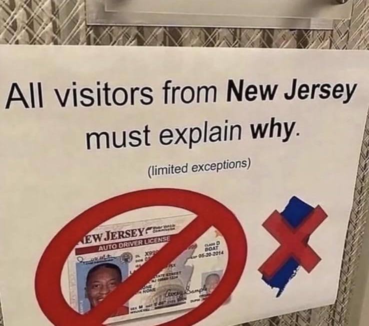 Я visitors from New Jersey must explain why. (limited exceptions) RIVER Lice я АЧТО О goat