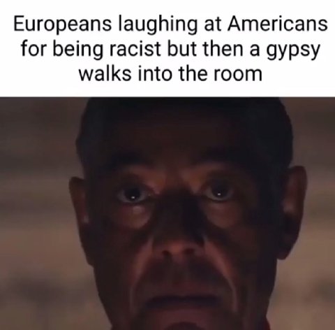 Europeans laughing at Americans for being racist but then a gypsy walks into the room