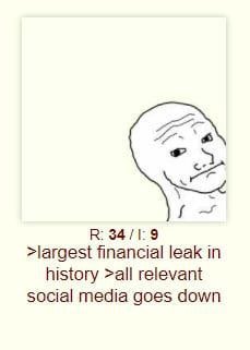 >largest financial leak in history >all relevant social media goes down