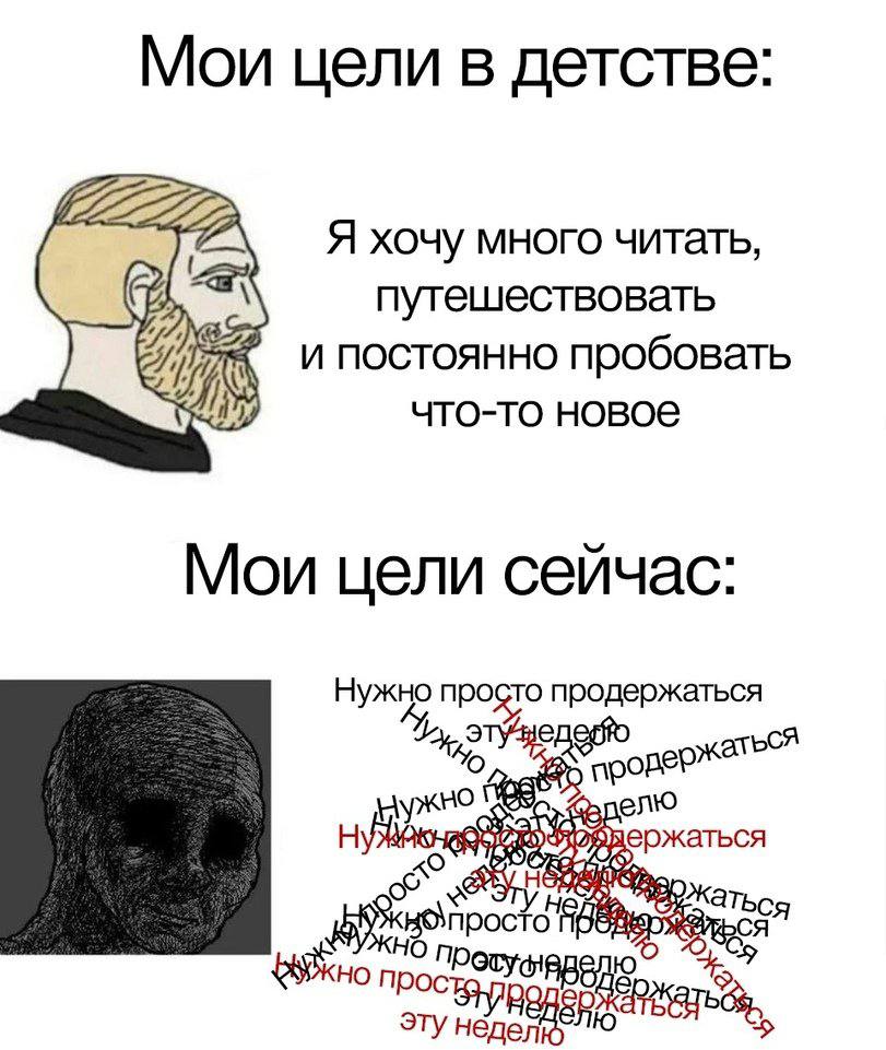 Мои цели в детстве: Я хочу много читать, путешествовать и постоянно пробовать что-то новое Мои цели сейчас: Нужно то продержаться 5} елю it В On прос Эту неде