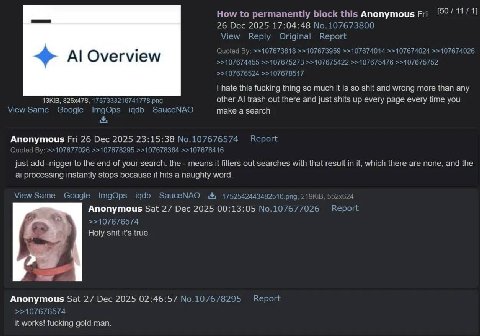 Mow Anonymous Fri 26 Dec 2025 17:04:48 Overview hate this fucking thing $0 much if is so shit and wrong more than any other trash out there and just shits up every page every time you make а search An