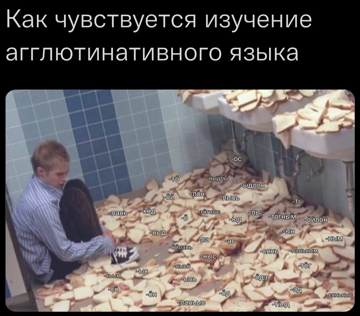 Как чувствуется изучение агглютинативного языка TO ныдлы NOH ыдлон лань 4 OWNOH 1% ныд HELLA
