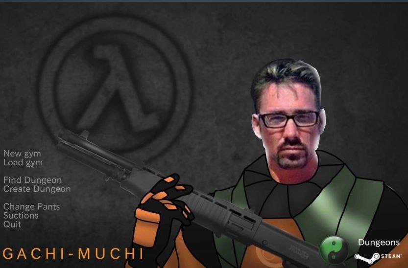 New gym Load gym reate Dungeon Change Pants Suctions Quit GACHI-MUCHI