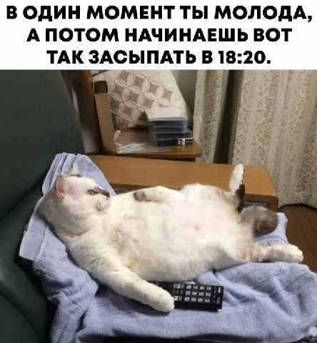 В ОДИН МОМЕНТ ТЫ МОЛОДА, А ПОТОМ НАЧИНАЕШЬ ВОТ ТАК ЗАСЫПАТЬ В 18:20.