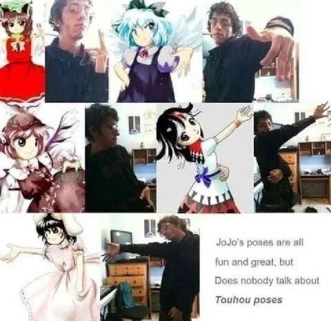 и 4 poses are а! fun and дге at it Does nobody talk about Touhou poses
