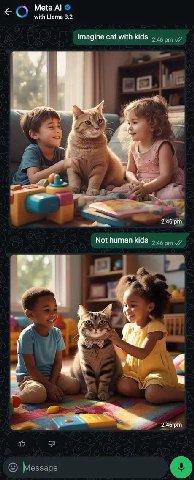 Meta with Llama 3.2 Imagine cat with kids 2:46 Not human kids 2:46