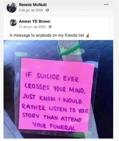 5 Ronnie McNutt Ameer Brown A message to anybody on my friends list IF SUICIDE RATHER LISTEN To Your THAN Your