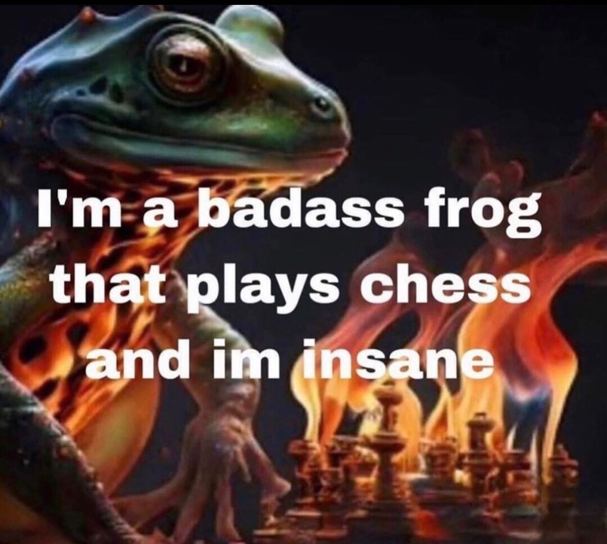 a badass frog that plays chess and insane