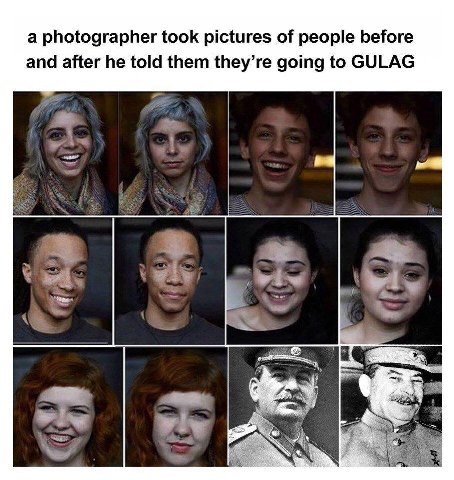 а photographer took pictures of people before and after he told them they’re going to GULAG NOUN