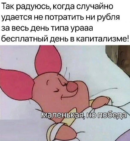 Так радуюсь, когда случайно удается не потратить ни рубля за весь день типа урааа бесплатный день в капитализме!