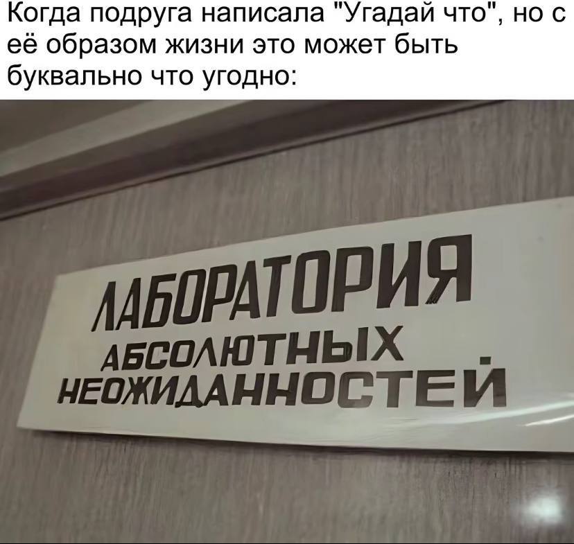 Когда подруга написала "Угадай что", но с её образом жизни это может быть буквально что угодно НЕЖИДАННОСТЕ:
