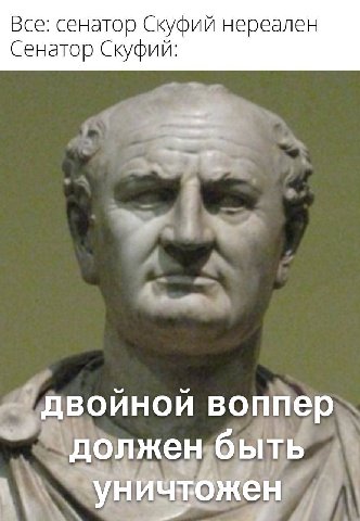 Все: сенатор Скуфий нереален Сенатор Скуфий: двойной воппер должен быть уничтожен