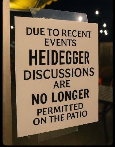 ОЧЕТО В EVENTS HEIDEGGER PERMITTED ON THE pATIO
