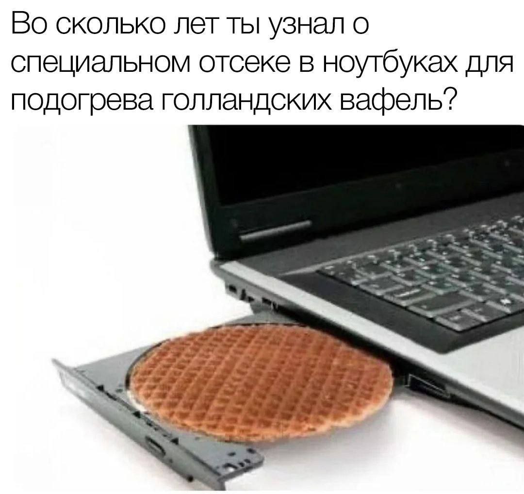 Во сколько лет ты узнал о специальном отсеке в ноутбуках для подогрева голландских вафель?