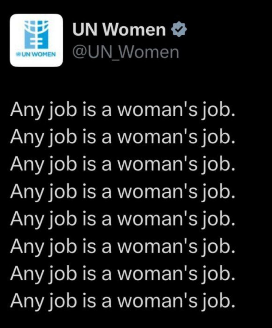 Women Any job 15 awoman's job. Any job is а мотап'$ job. Any job is awoman's job. Any job 15 job. Any job is а мотап'$ Job. Any job is awoman's job. Any job is awoman's job. Any job is job.