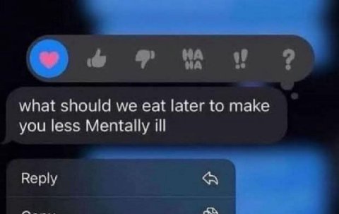what should we eat later to make you less Mentally ill Reply A