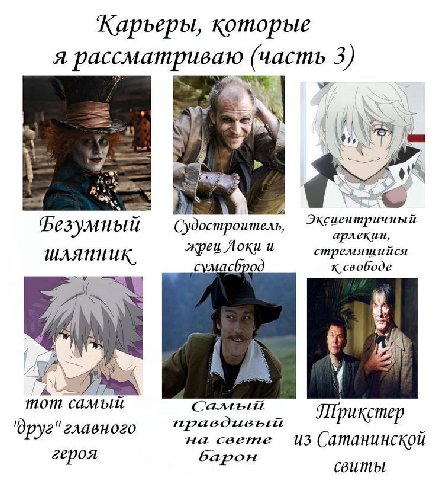 Каръеры, которые A (часть 3) BSS aS #3) Фезумный Cydocmpoutieas, Эксиентричный арлекин шляпник, жрец Локи и стремящиися сумасоро к свободе Я тот CaMblu правдивый Трикстер Had из Сатанинской героя Баро