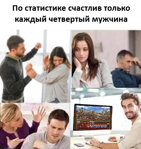 По статистике счастлив только каждый четвертый мужчина