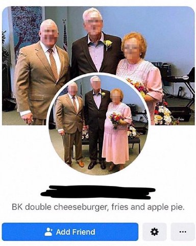 4» 2’ 7 4 7 a double cheeseburger, fries and apple pie. Add Friend see