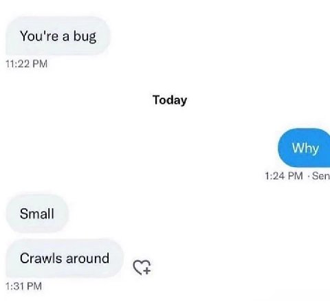 You're a bug 11:22 Today 1:24 -Sen Small Crawls around 1:31