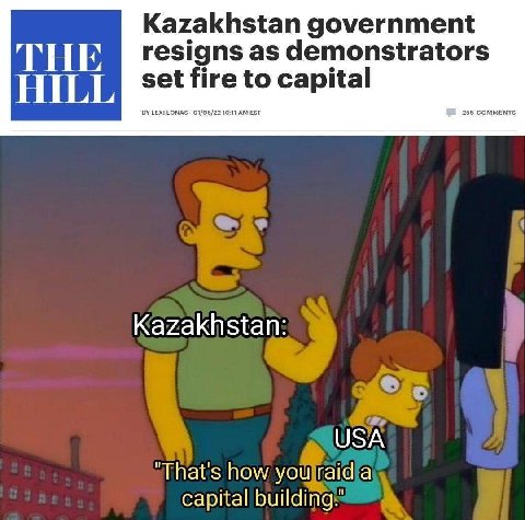 Kazakhstan government ТНЕ resigns as demonstrators set fire to capital Kazakhstan: USA "That's how you raid a capital building."