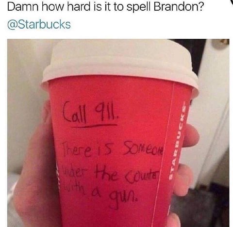 Damn how hard is it to spell Brandon? @Starbucks