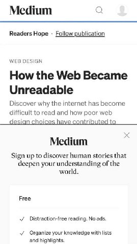 Medium Readers Hope Follow publication WEB DESIGN How the Web Became Unreadable Discover why the internet has become difficult to read and how poor web hoi i Medium Sign up to discover human stories t