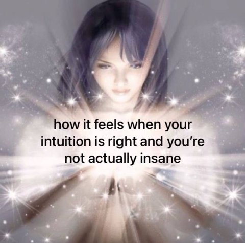 it feels when you intuition is right and you're not actually insane