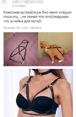 2 октября Классная штука))муж без меня открыл посылку....не понял что это))подумал что шлейка для кота)) Размер: цвет: чёрный 2