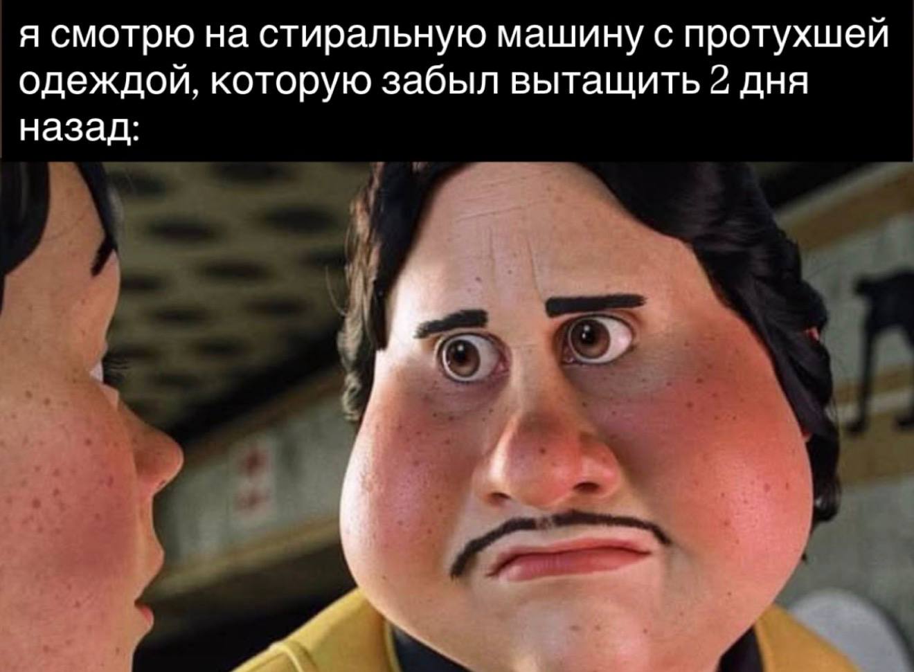 я смотрю на стиральную машину с протухшей одеждой, которую забыл вытащить 2 дня назад: