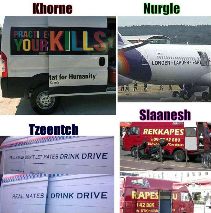 Khorne Nurgle i LONGER LARGER County for Humanity” slaanesh _Tzeen ich REKKAPES в=- 889 tiloiss, в. НЕТМАТЕЗ DRINK DRIVE REAL MATES BDRINK DRIVE A 142 889 a