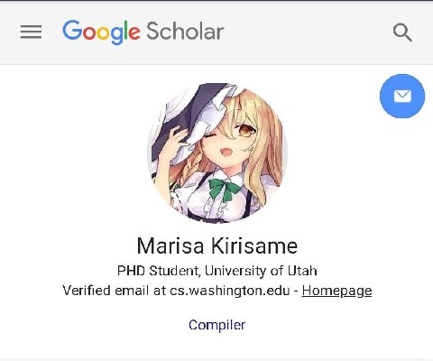 Google Scholar Marisa Kirisame PHD Student, University of Utah Verified email at cs.washington.edu Homepage Compiler