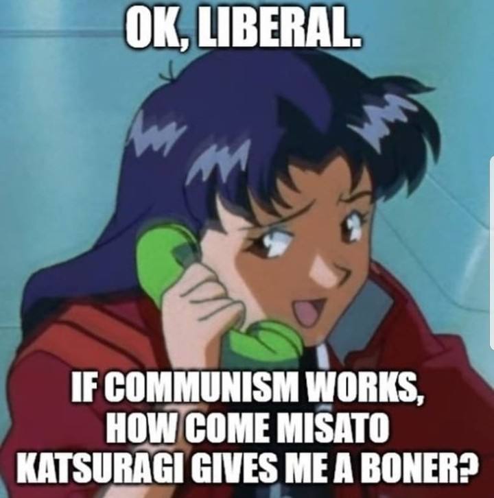LIBERAL. IF COMMUNISM HOW COME MISATO KATSURAGI GIVES ME A BONER?