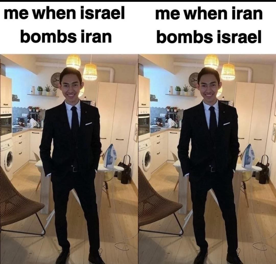 me when israel me when iran bombs iran bombs israel