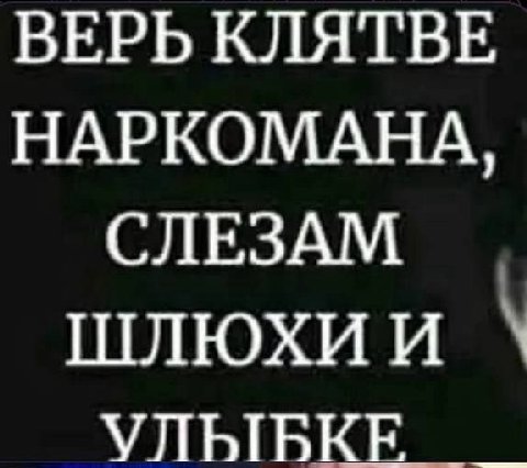 ВЕРЬ КЛЯТВЕ НАРКОМАНА, СЛЕЗАМ ШЛЮХИ и УЛЫВКЕ