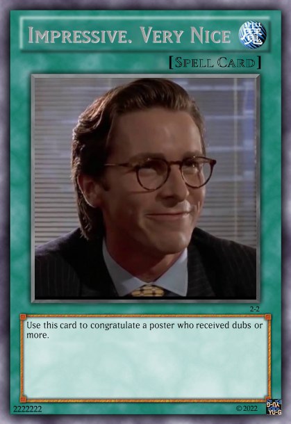 ГУЕ, VERY Very Use this card to congratulate a poster who received dubs or more Э-ПА YU-G
