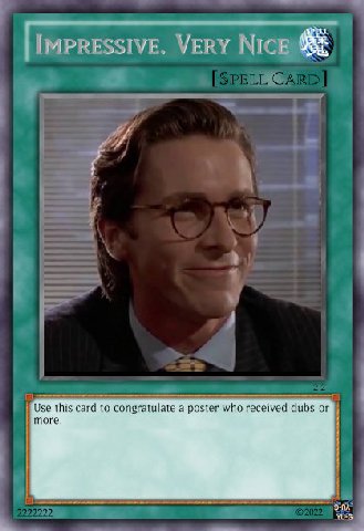 ГУЕ, VERY Very Use this card to congratulate a poster who received dubs or more Э-ПА YU-G