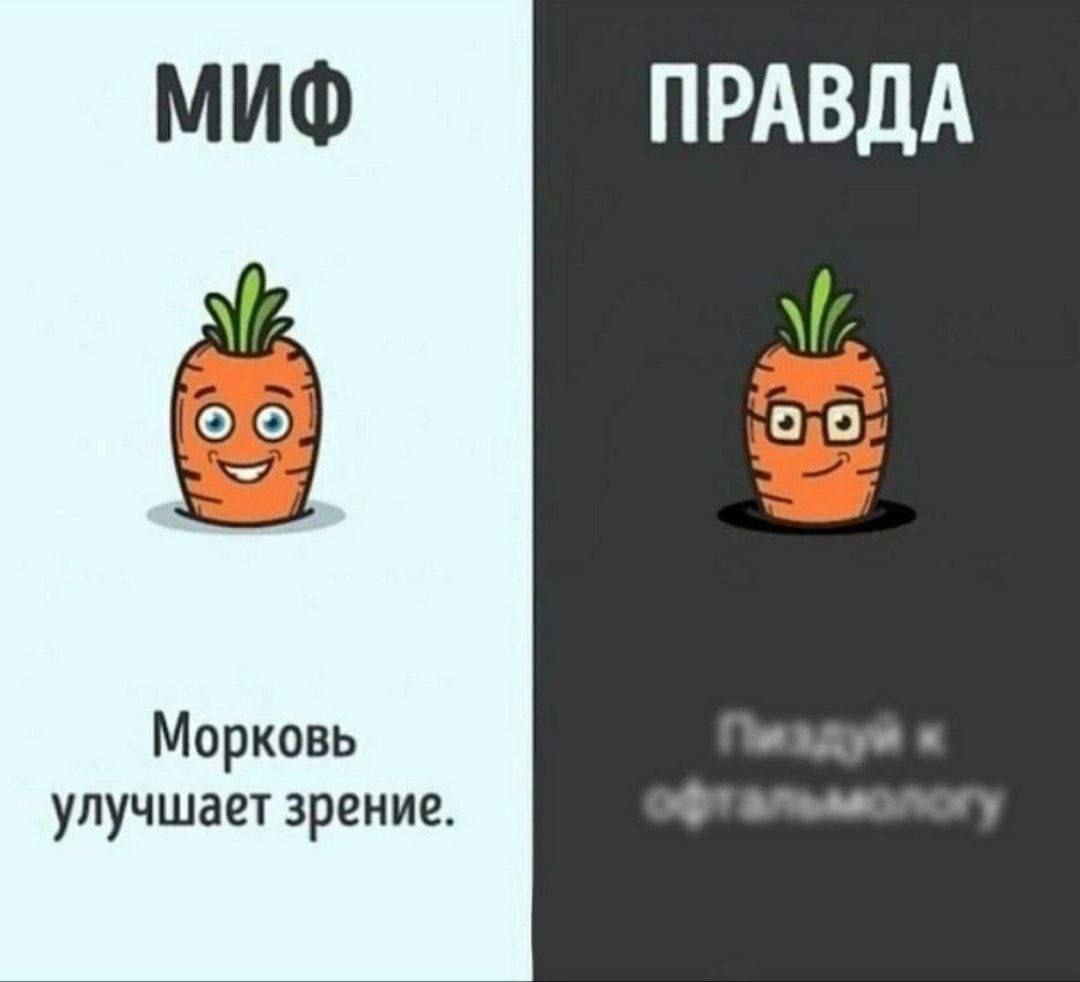 МИФ ПРАВДА Морковь улучшает зрение.