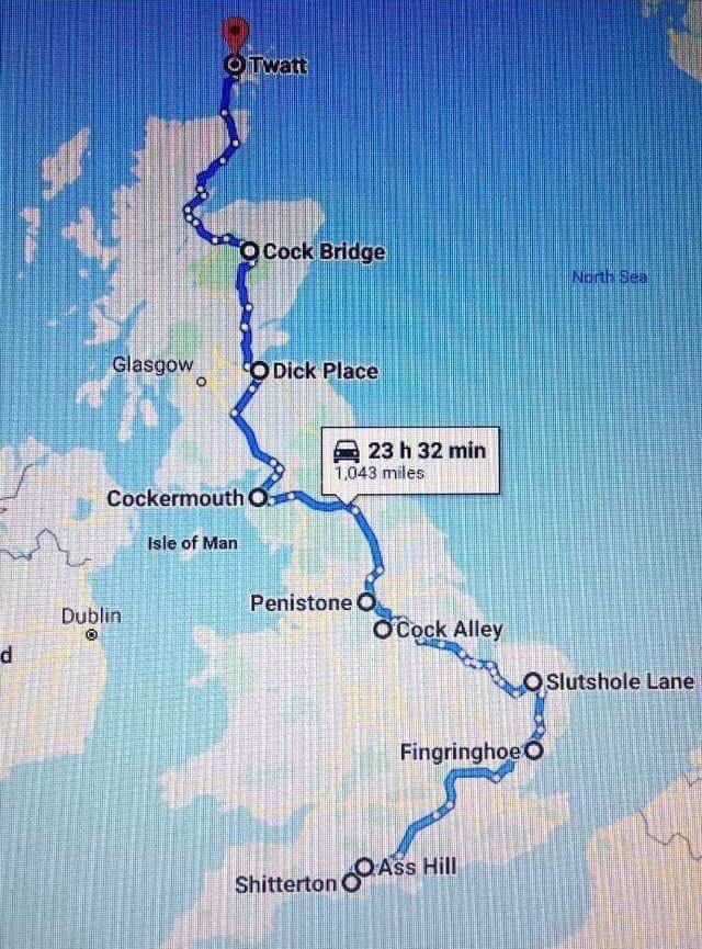 i asgow Dick Pla 23 32 min 1.043 miles Isle of Man Penistone Dublin OCock Alley Lan Fingringhoe Hill i