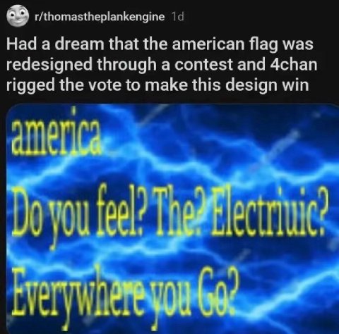 r/thomastheplankengine Had a dream that the american flag was redesigned through a contest and 4chan rigged the vote to make this design win