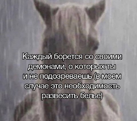 Каждый борется своими демонами, о которых ты и не подозреваешь (В моем случае это необходимость развесить белье)