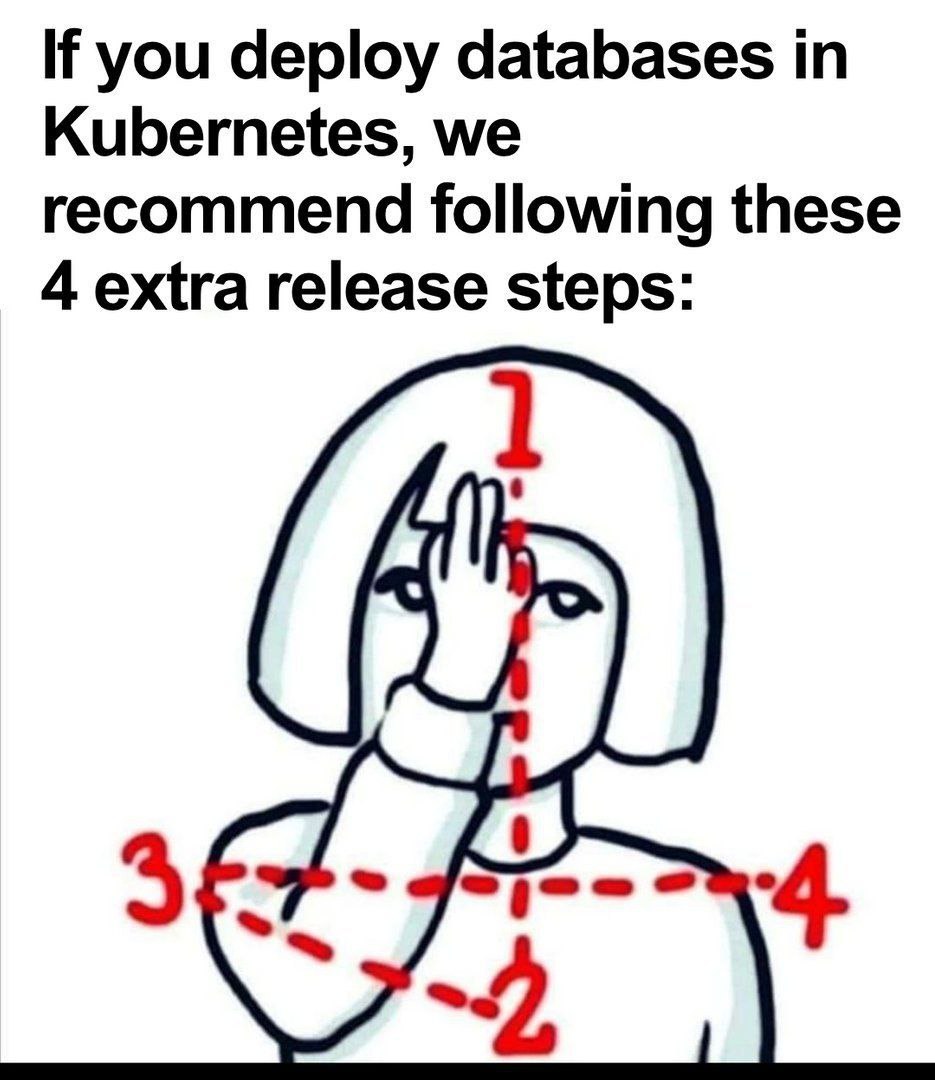 If you deploy databases Kubernetes, we recommend following these 4 extra release steps: 4