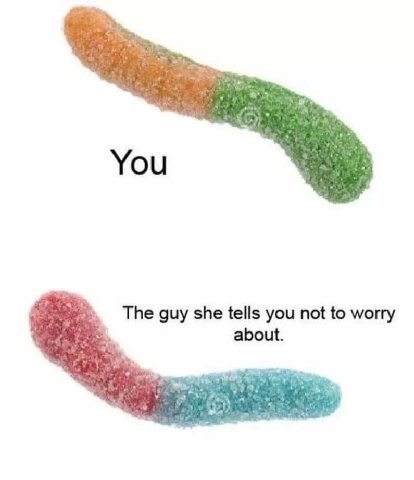 You The guy she tells you not to worry about.