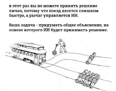 в этот раз вы не можете принять решение лично, потому что поезд несется слишком быстро, а рычаг управляется Ваша задача придумать общее объяснение, на основе которого будет принимать решение.