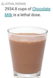 АТЕТНАЕ DOSAGE 2934.8 cups of Chocolate Milk is a lethal dose.