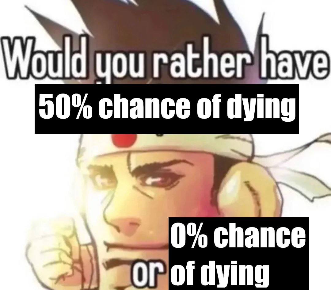 Would rather have 90% chance of dying chance у dying